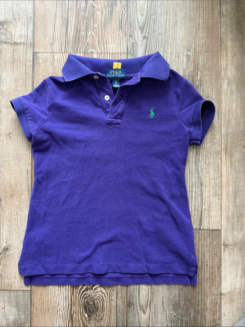 Polo by Ralph Lauren Girls' Deep Purple Short Sleeve Polo with Green Logo